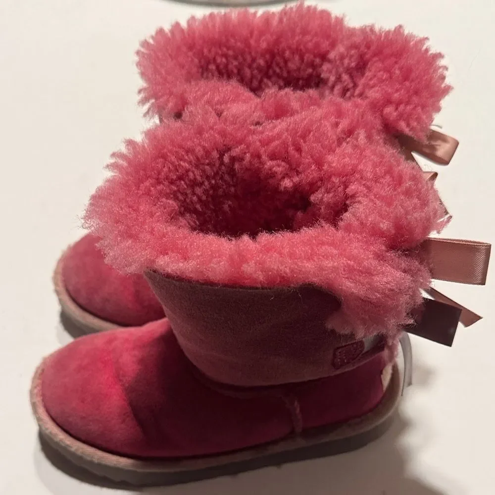 UGG Girls Pink Shearling-Lined Winter Boots